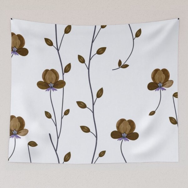 Item preview, Brown Flowers and Delicate Vines Minimal Botanical Seamless Pattern designed and sold by LYAN-STORE.