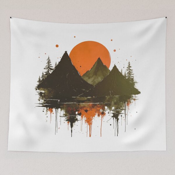 Item preview, Mystic Mountain Dusk: A Grunge Sunset Canvas designed and sold by GabeMountainArt.