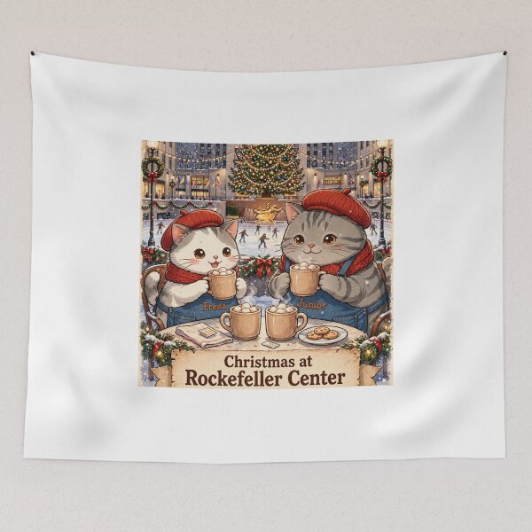 Item preview, Freda and Junior Christmas at Rockefeller Center - Kawaii Hot Cocoa Cats designed and sold by MAISON SYLVIE.