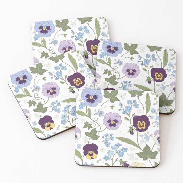 Item preview, Victorian Floral Pattern - Vintage Pansies and Forget Me Nots designed and sold by Dzblack.