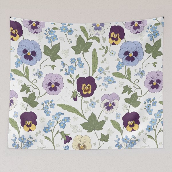 Item preview, Victorian Floral Pattern - Vintage Pansies and Forget Me Nots designed and sold by Dzblack.