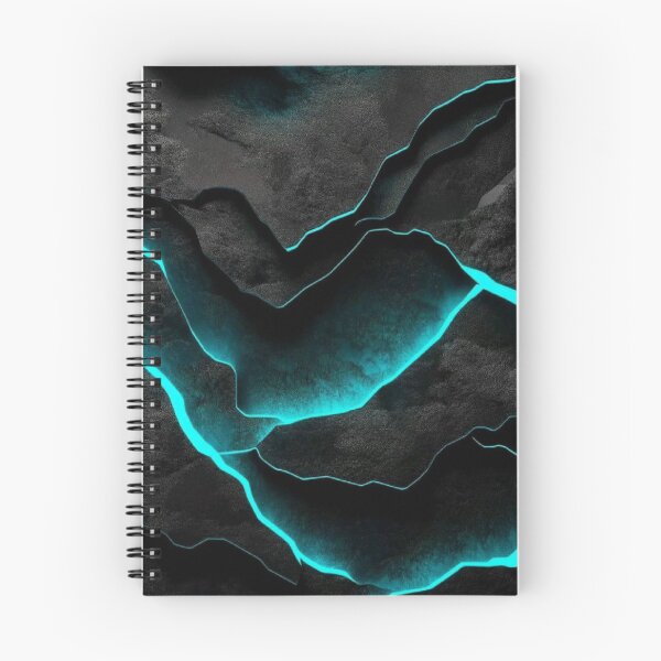 Item preview, Glowing Neon Cyan Cracks in Dark Obsidian Rock Abstract Texture designed and sold by LYAN-STORE.