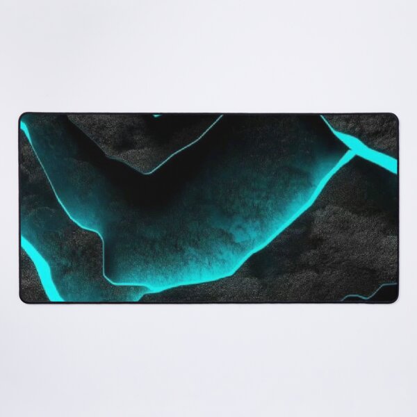 Item preview, Glowing Neon Cyan Cracks in Dark Obsidian Rock Abstract Texture designed and sold by LYAN-STORE.