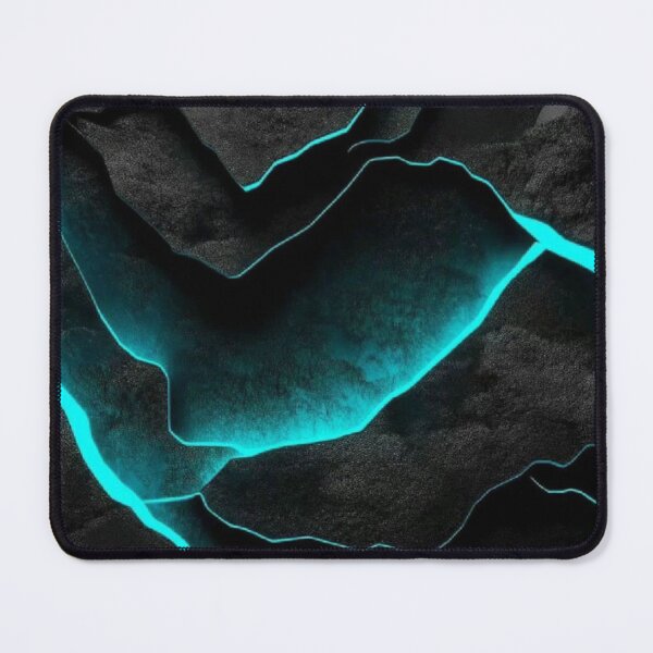 Item preview, Glowing Neon Cyan Cracks in Dark Obsidian Rock Abstract Texture designed and sold by LYAN-STORE.