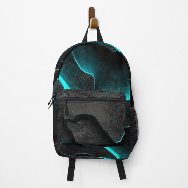 Item preview, Glowing Neon Cyan Cracks in Dark Obsidian Rock Abstract Texture designed and sold by LYAN-STORE.