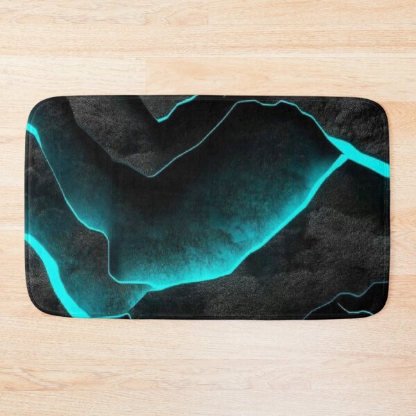 Item preview, Glowing Neon Cyan Cracks in Dark Obsidian Rock Abstract Texture designed and sold by LYAN-STORE.