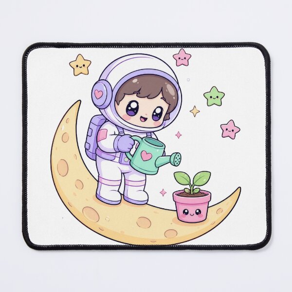 Item preview, Kawaii Astronaut Watering Plant on Moon | Cute Space Garden designed and sold by ASTROVIA .