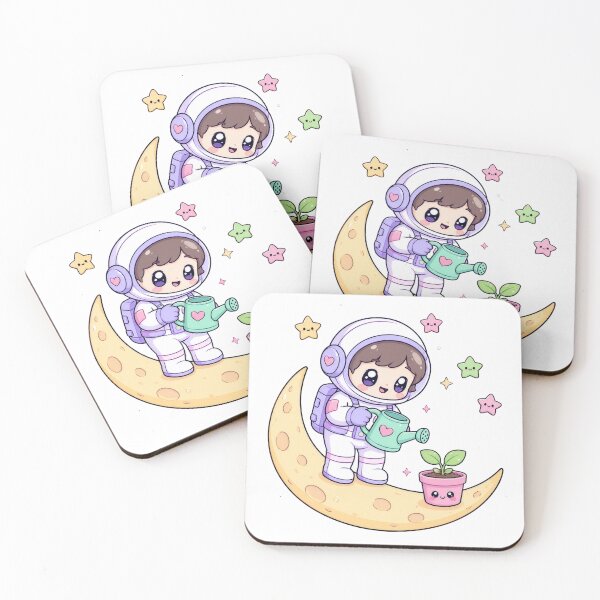 Item preview, Kawaii Astronaut Watering Plant on Moon | Cute Space Garden designed and sold by ASTROVIA .