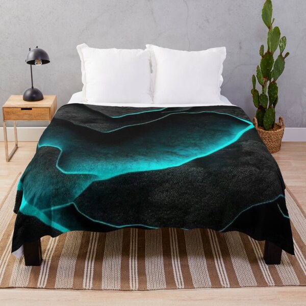 Item preview, Glowing Neon Cyan Cracks in Dark Obsidian Rock Abstract Texture designed and sold by LYAN-STORE.