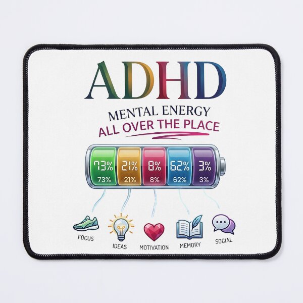 Item preview, ADHD Mental Energy All Over the Place  Neurodivergent Humor & Relatable ADHD Quote designed and sold by Marti’s Shop Corner.