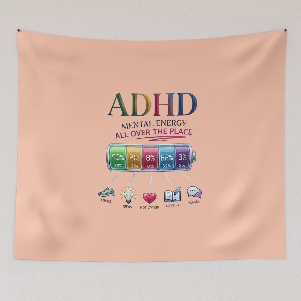 Item preview, ADHD Mental Energy All Over the Place  Neurodivergent Humor & Relatable ADHD Quote designed and sold by Marti’s Shop Corner.