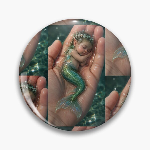 Item preview, Enchanted Baby Mermaid Sleeping in a Hand – Magical Ocean Fantasy Art designed and sold by Bhaskar Digital Art.