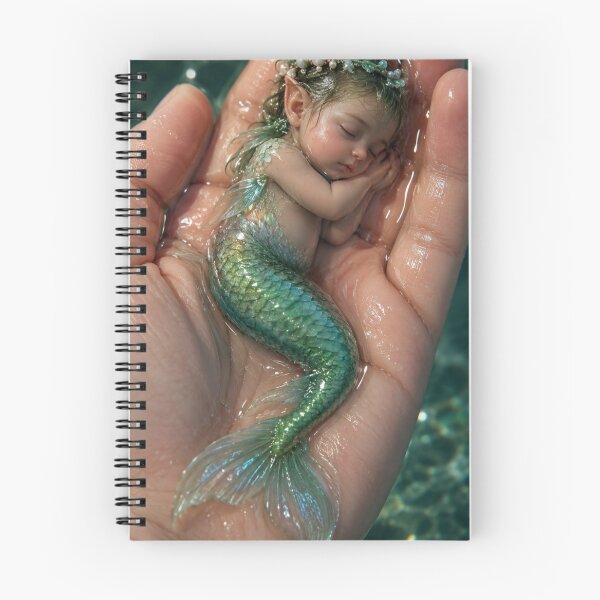 Item preview, Enchanted Baby Mermaid Sleeping in a Hand – Magical Ocean Fantasy Art designed and sold by Bhaskar Digital Art.