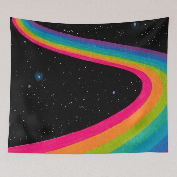 Item preview, Rainbow Road in Space Wavy Retro 70s Cosmic Road Illustration designed and sold by LYAN-STORE.