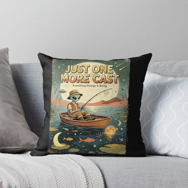 Item preview, Just One More Cast Alien Fishing Vintage Poster designed and sold by NatalieJeans.