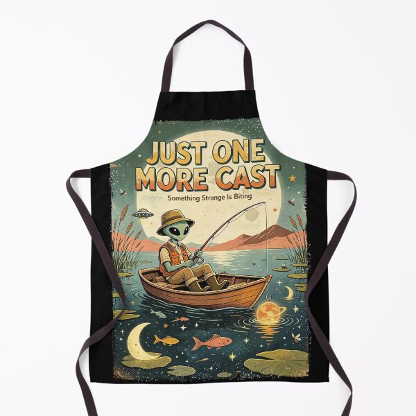 Item preview, Just One More Cast Alien Fishing Vintage Poster designed and sold by NatalieJeans.