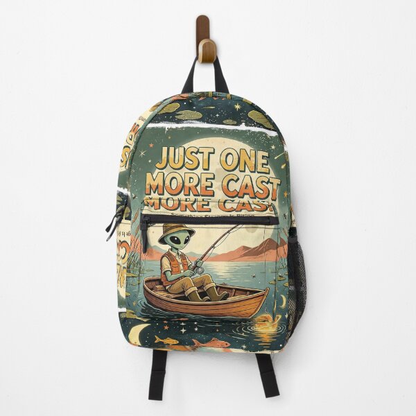 Item preview, Just One More Cast Alien Fishing Vintage Poster designed and sold by NatalieJeans.