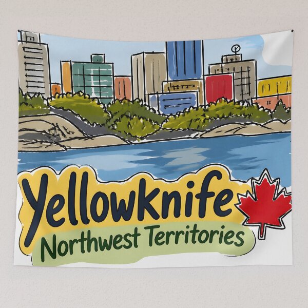 Item preview, Yellowknife NWT Cute Colorful Landscape Skyline Pride designed and sold by HowToCanadian.