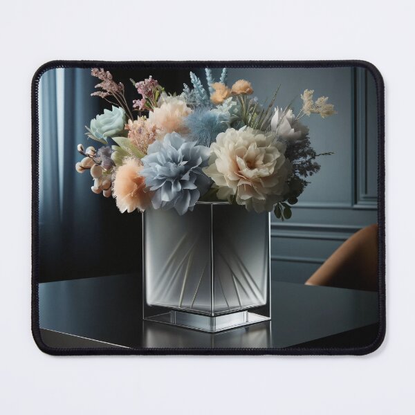 Item preview, Pastel Flower Bouquet in Geometric Glass Vase, Moody Modern Floral Still Life designed and sold by NarjaShop.
