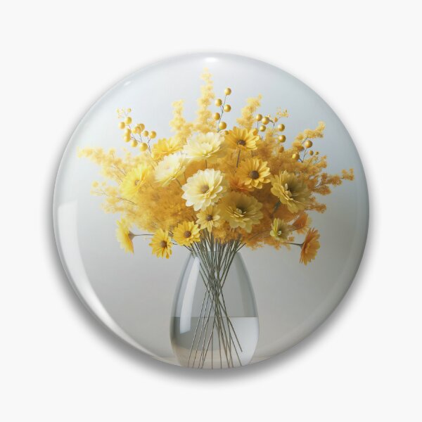 Item preview, Yellow Flower Bouquet in Glass Vase, Bright Sunny Floral Still Life designed and sold by NarjaShop.