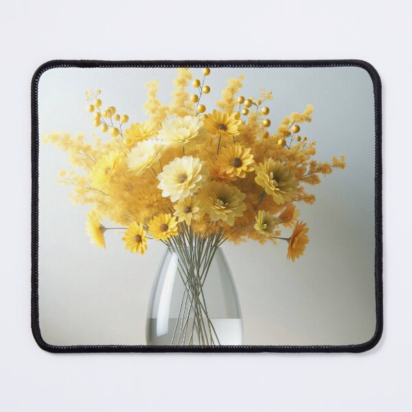 Item preview, Yellow Flower Bouquet in Glass Vase, Bright Sunny Floral Still Life designed and sold by NarjaShop.