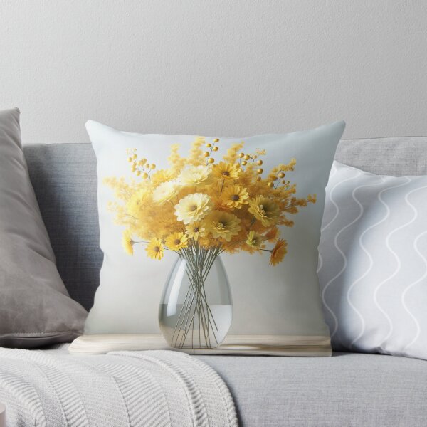 Item preview, Yellow Flower Bouquet in Glass Vase, Bright Sunny Floral Still Life designed and sold by NarjaShop.