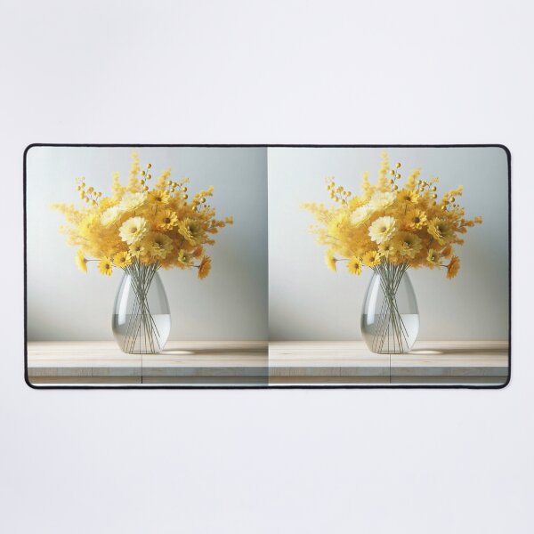 Item preview, Yellow Flower Bouquet in Glass Vase, Bright Sunny Floral Still Life designed and sold by NarjaShop.