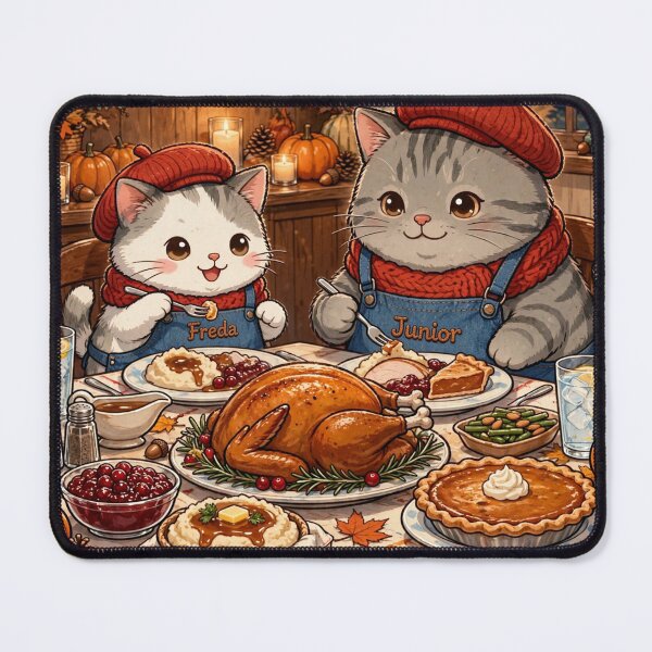Item preview, Freda and Junior Thanksgiving Dinner - Kawaii Turkey Day Cats designed and sold by MAISON SYLVIE.