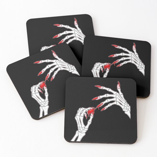 Item preview, Skeleton Hands Manicure Red Nails Polish Gothic Halloween designed and sold by CF_VintageDesign.