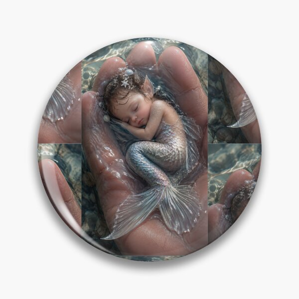 Item preview, Sleeping Baby Mermaid in Water – Enchanted Ocean Fantasy Art designed and sold by Bhaskar Digital Art.