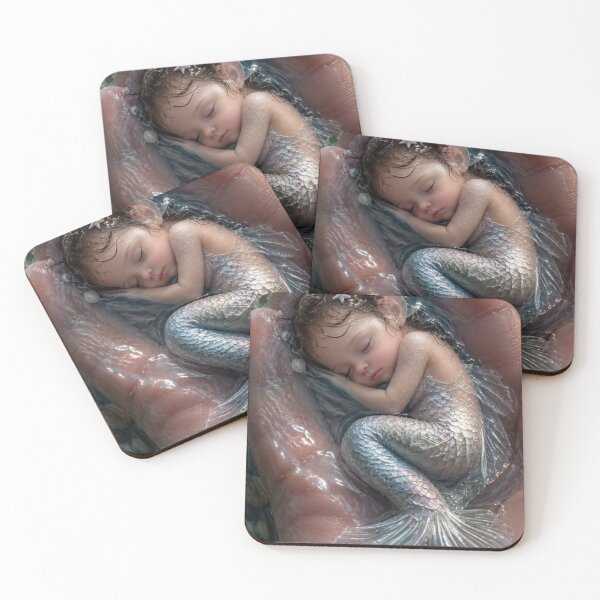 Item preview, Sleeping Baby Mermaid in Water – Enchanted Ocean Fantasy Art designed and sold by Bhaskar Digital Art.