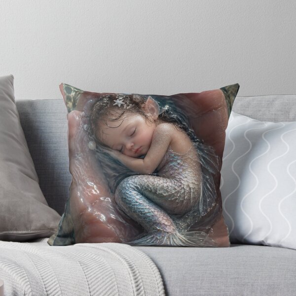Item preview, Sleeping Baby Mermaid in Water – Enchanted Ocean Fantasy Art designed and sold by Bhaskar Digital Art.