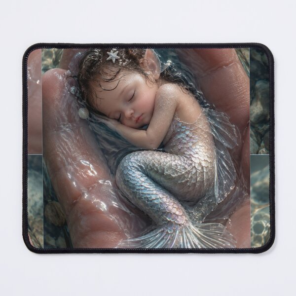 Item preview, Sleeping Baby Mermaid in Water – Enchanted Ocean Fantasy Art designed and sold by Bhaskar Digital Art.