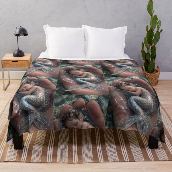 Item preview, Sleeping Baby Mermaid in Water – Enchanted Ocean Fantasy Art designed and sold by Bhaskar Digital Art.