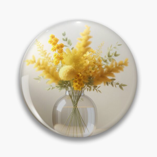 Item preview, Yellow Flower Bouquet in Glass Vase, Bright Sunny Floral Still Life designed and sold by NarjaShop.