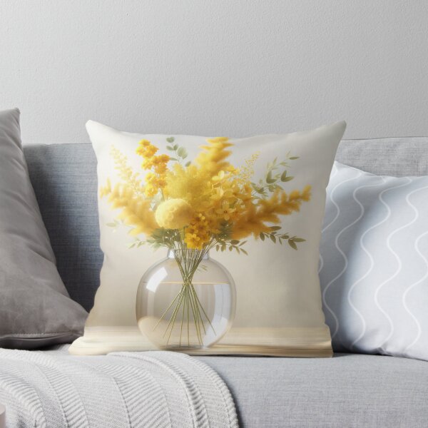 Item preview, Yellow Flower Bouquet in Glass Vase, Bright Sunny Floral Still Life designed and sold by NarjaShop.