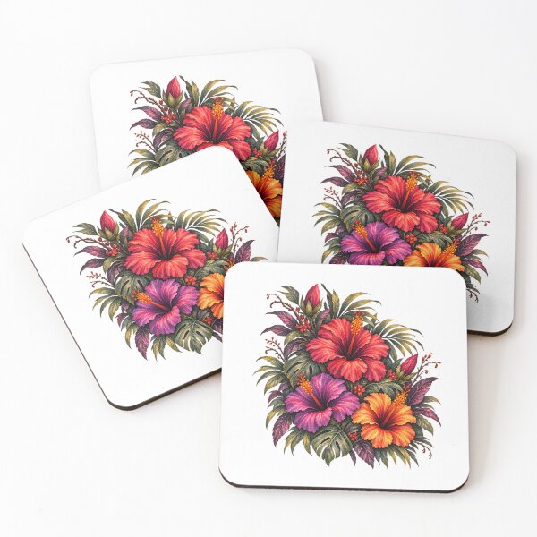 Item preview, Tropical Hibiscus Trio Watercolor - Red Purple Orange Floral Botanical designed and sold by Nolmo.