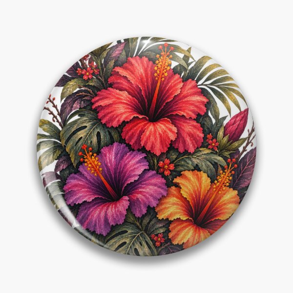 Item preview, Tropical Hibiscus Trio Watercolor - Red Purple Orange Floral Botanical designed and sold by Nolmo.