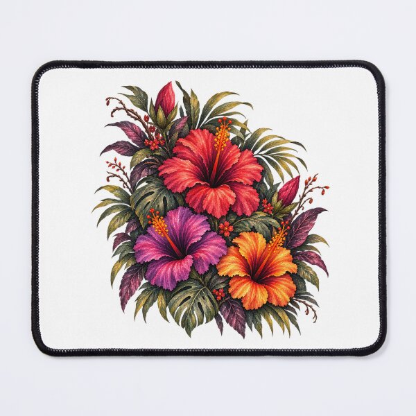 Item preview, Tropical Hibiscus Trio Watercolor - Red Purple Orange Floral Botanical designed and sold by Nolmo.