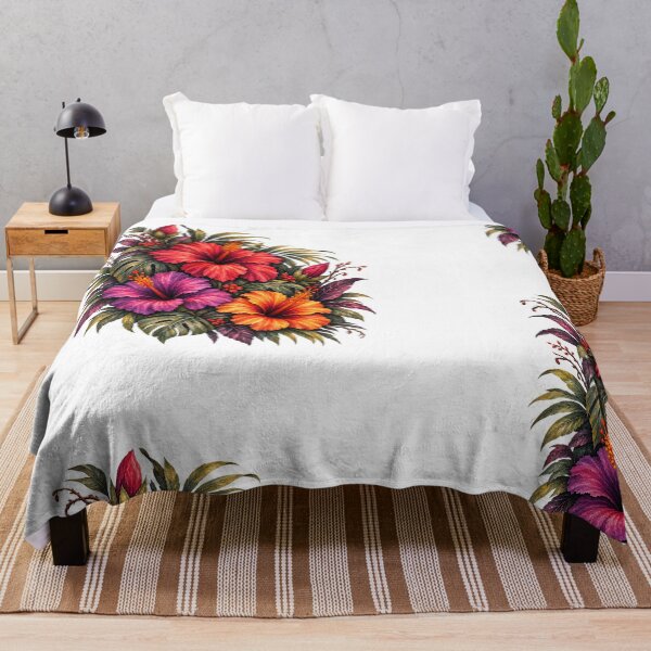 Item preview, Tropical Hibiscus Trio Watercolor - Red Purple Orange Floral Botanical designed and sold by Nolmo.