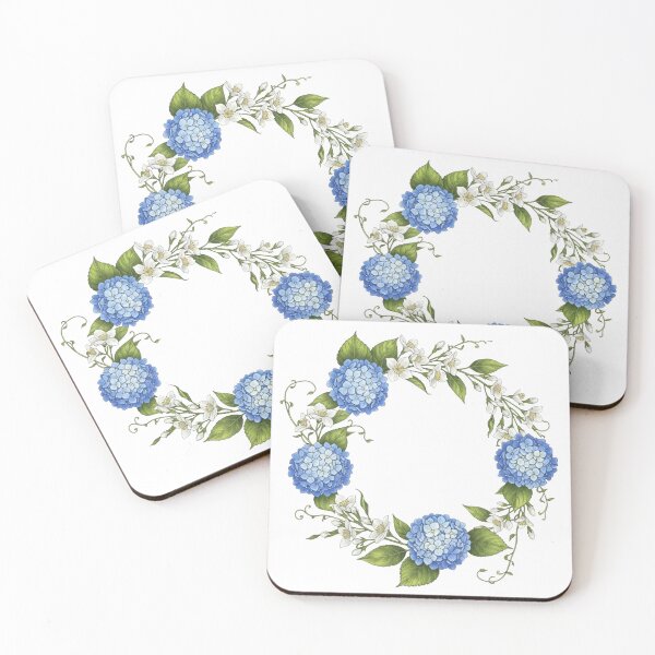 Item preview, Victorian Blue Hydrangea Wreath - Vintage Botanical Floral Art designed and sold by Dzblack.
