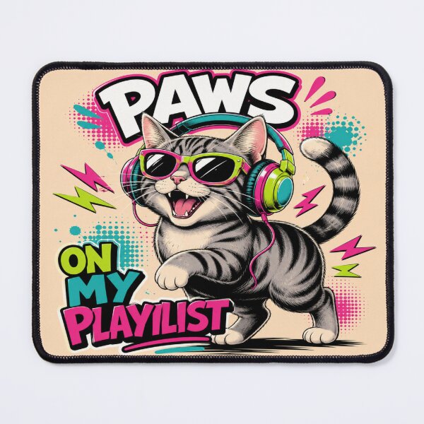 Item preview, Paws On My Playlist – Funny Cat Music Lover Graphic designed and sold by ArtoryNest.