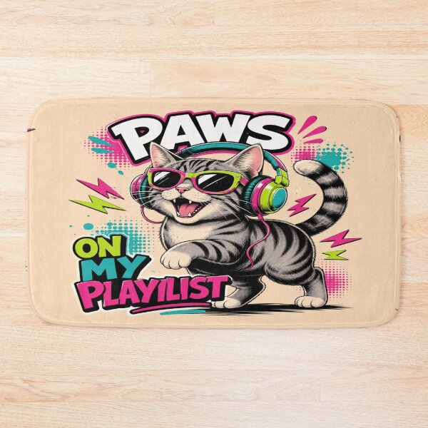 Item preview, Paws On My Playlist – Funny Cat Music Lover Graphic designed and sold by ArtoryNest.