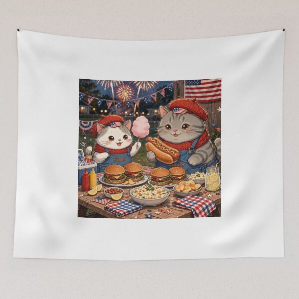 Item preview, Freda and Junior 4th of July - Kawaii USA Independence Day Cats designed and sold by MAISON SYLVIE.