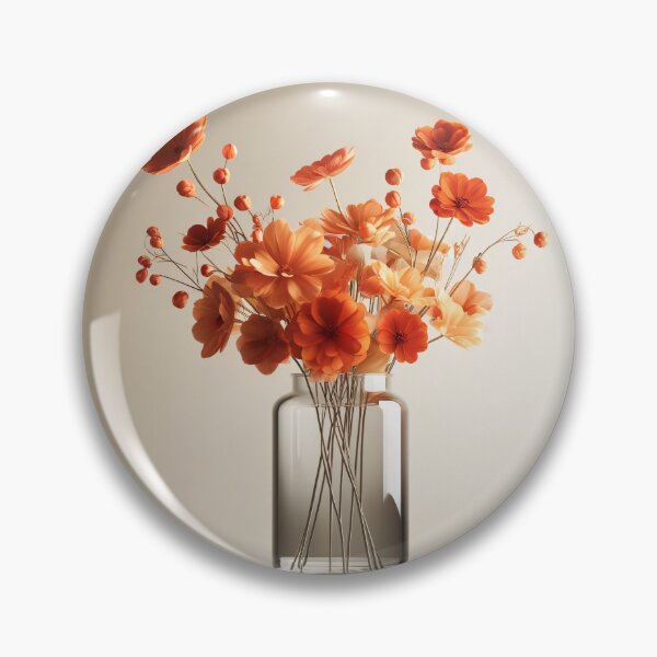 Item preview, Orange Flower Bouquet in Glass Vase, Warm Botanical Floral Still Life designed and sold by NarjaShop.