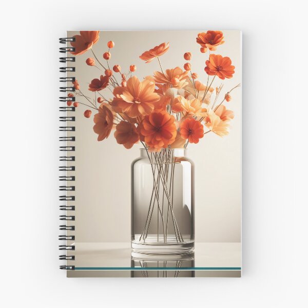 Item preview, Orange Flower Bouquet in Glass Vase, Warm Botanical Floral Still Life designed and sold by NarjaShop.