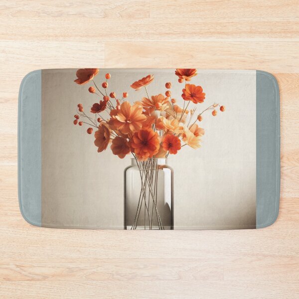 Item preview, Orange Flower Bouquet in Glass Vase, Warm Botanical Floral Still Life designed and sold by NarjaShop.
