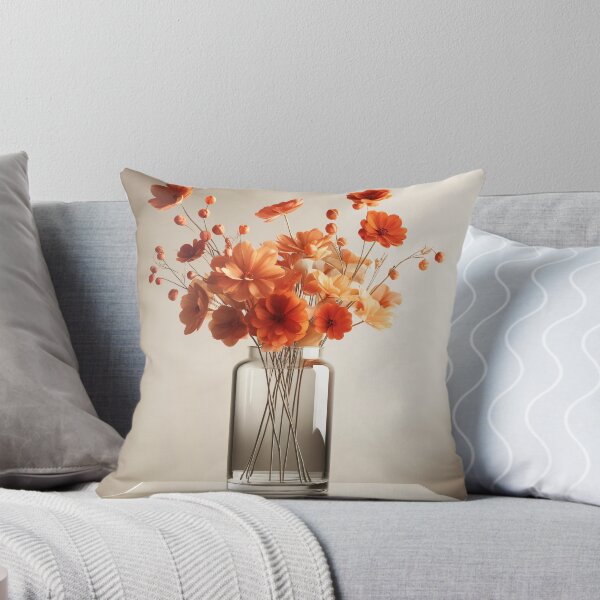 Item preview, Orange Flower Bouquet in Glass Vase, Warm Botanical Floral Still Life designed and sold by NarjaShop.