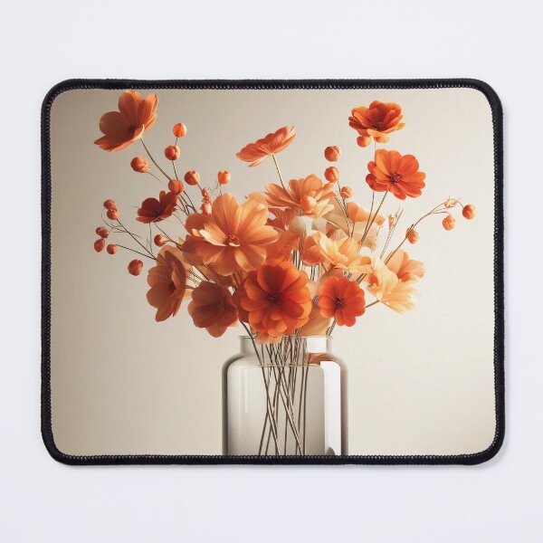 Item preview, Orange Flower Bouquet in Glass Vase, Warm Botanical Floral Still Life designed and sold by NarjaShop.