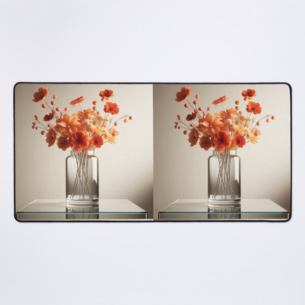 Item preview, Orange Flower Bouquet in Glass Vase, Warm Botanical Floral Still Life designed and sold by NarjaShop.